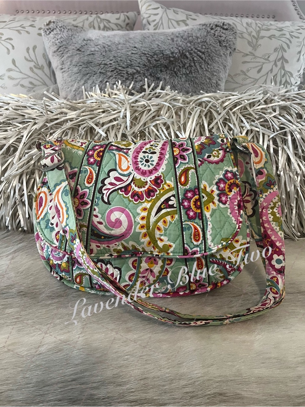 VERA BRADLEY Tutti Fruit 2013 Lizzy Crossbody Shoulder Bag Green Pink Y2K